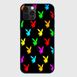 Чехол iPhone 12 Pro Playboy pattern неон