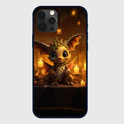 Чехол для iPhone 12 Pro Дракон в желтых фонариках, цвет: 3D-черный