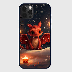 Чехол для iPhone 12 Pro Дракоша в лесу с фонариками, цвет: 3D-черный