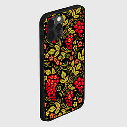 Чехол для iPhone 12 Pro Хохломская роспись красные ягоды, цвет: 3D-черный — фото 2