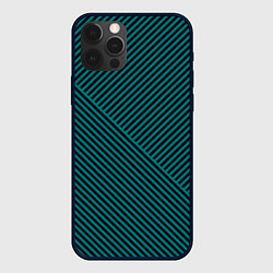 Чехол для iPhone 12 Pro Чёрно-зелёные тонкие полосы, цвет: 3D-черный