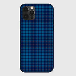 Чехол для iPhone 12 Pro Тёмно-синий клетчатый, цвет: 3D-черный