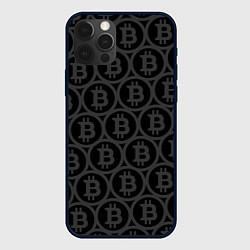 Чехол для iPhone 12 Pro Биткоин патерн, цвет: 3D-черный