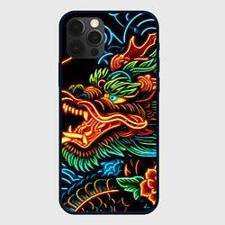 Чехол для iPhone 12 Pro Japanese neon dragon - irezumi, цвет: 3D-черный