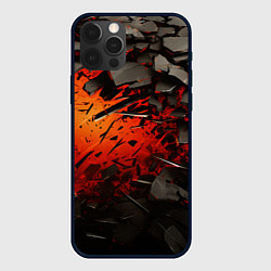 Чехол iPhone 12 Pro Черные камни на красном взрыв