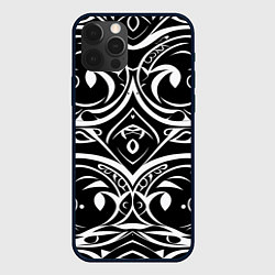 Чехол для iPhone 12 Pro Белое на чёрном, цвет: 3D-черный