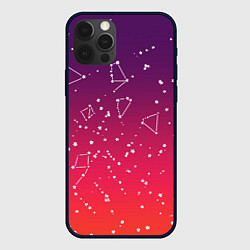 Чехол для iPhone 12 Pro Созвездия в розовом небе, цвет: 3D-черный