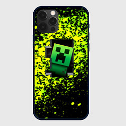 Чехол для iPhone 12 Pro Minecraft зелёные краски, цвет: 3D-черный