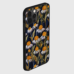 Чехол для iPhone 12 Pro Вышитые ромашки, цвет: 3D-черный — фото 2