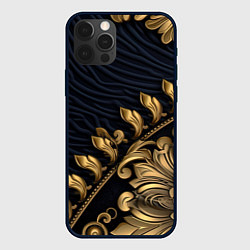Чехол для iPhone 12 Pro Золотая объемная лепнина, цвет: 3D-черный