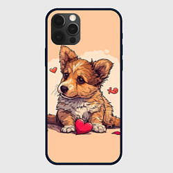 Чехол для iPhone 12 Pro Влюбленная собачка с сердечками, цвет: 3D-черный