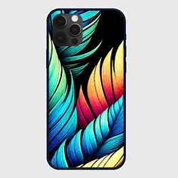 Чехол для iPhone 12 Pro Color feathers - neon, цвет: 3D-черный