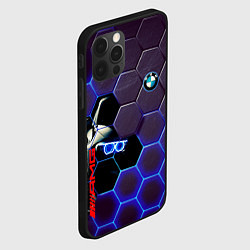 Чехол для iPhone 12 Pro BMW неоновые соты, цвет: 3D-черный — фото 2
