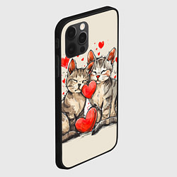 Чехол для iPhone 12 Pro Влюбленные кошечки с сердечками, цвет: 3D-черный — фото 2