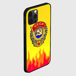 Чехол для iPhone 12 Pro СССР огонь герб, цвет: 3D-черный — фото 2