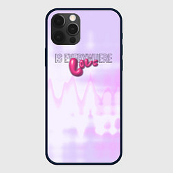 Чехол для iPhone 12 Pro Love is everywhere on gradient, цвет: 3D-черный