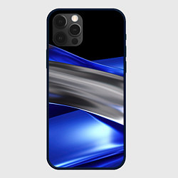 Чехол iPhone 12 Pro Серебряная вставка на синей абстракции