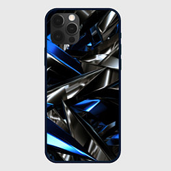 Чехол iPhone 12 Pro Синие и серебряные вставки абстракции