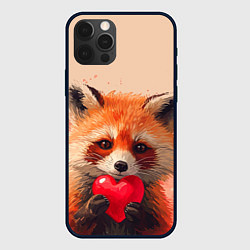 Чехол для iPhone 12 Pro Лисичка держит сердце 14 февраля, цвет: 3D-черный