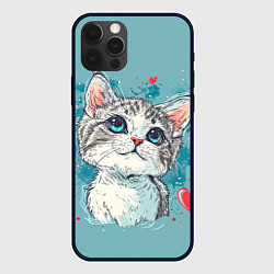 Чехол для iPhone 12 Pro Влюбленный котик 14 февраля, цвет: 3D-черный