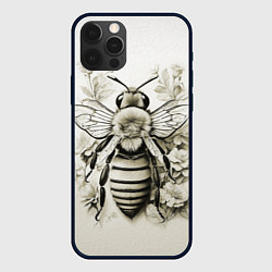 Чехол для iPhone 12 Pro Майский шмель на цветах сепия, цвет: 3D-черный