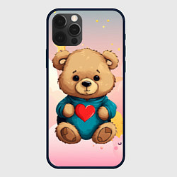 Чехол для iPhone 12 Pro Плюшевый мишка с сердечком, цвет: 3D-черный
