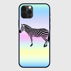 Чехол для iPhone 12 Pro Зебра по радужном фоне, цвет: 3D-черный