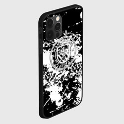 Чехол для iPhone 12 Pro Manchester City краски чёрно белые, цвет: 3D-черный — фото 2
