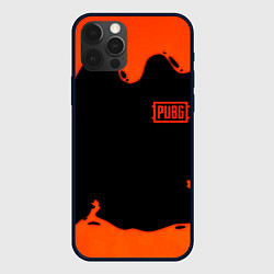 Чехол для iPhone 12 Pro PUBG orange splash, цвет: 3D-черный