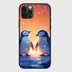 Чехол для iPhone 12 Pro Романтичная пара пингвинов, цвет: 3D-черный
