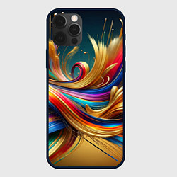 Чехол для iPhone 12 Pro Золотые линии, цвет: 3D-черный