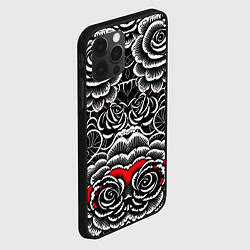 Чехол для iPhone 12 Pro Серые паттерны цветы, цвет: 3D-черный — фото 2