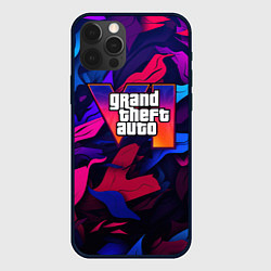 Чехол для iPhone 12 Pro Gta лого камуфляж яркие листья, цвет: 3D-черный