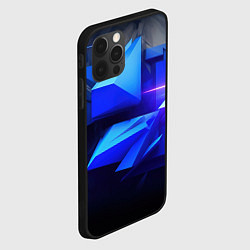 Чехол для iPhone 12 Pro Black blue background abstract, цвет: 3D-черный — фото 2