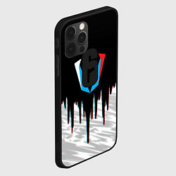 Чехол для iPhone 12 Pro Rainbow six лого глитч краски, цвет: 3D-черный — фото 2