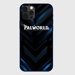 Чехол для iPhone 12 Pro Palworld logo blue neon abstract black, цвет: 3D-черный