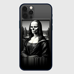 Чехол для iPhone 12 Pro Мона Лиза Black skull, цвет: 3D-черный