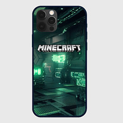 Чехол для iPhone 12 Pro Minecraft logo в стиле киберпанк, цвет: 3D-черный