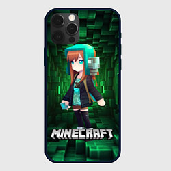 Чехол для iPhone 12 Pro Minecraft девушка в зеленом мире, цвет: 3D-черный