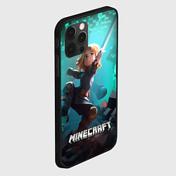 Чехол для iPhone 12 Pro Персонаж Minecraft с мечом, цвет: 3D-черный — фото 2