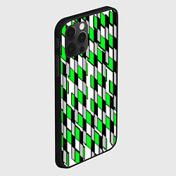 Чехол для iPhone 12 Pro Киберпанк узор чёрно-зелёный на белом фоне, цвет: 3D-черный — фото 2