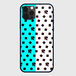 Чехол для iPhone 12 Pro Roblox pattern logo mobile, цвет: 3D-черный