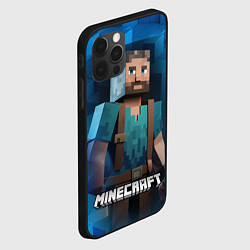Чехол для iPhone 12 Pro Minecraft персонаж синий фон, цвет: 3D-черный — фото 2