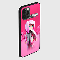 Чехол для iPhone 12 Pro Minecraft персонаж розовый фон, цвет: 3D-черный — фото 2