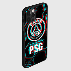 Чехол для iPhone 12 Pro PSG FC в стиле glitch на темном фоне, цвет: 3D-черный — фото 2