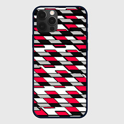 Чехол для iPhone 12 Pro Красные четырёхугольники на белом фоне, цвет: 3D-черный