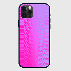 Чехол для iPhone 12 Pro Розовые градиентные линии, цвет: 3D-черный