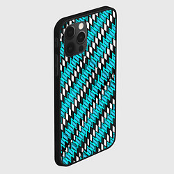 Чехол для iPhone 12 Pro Голубые и белые четырёхугольники, цвет: 3D-черный — фото 2