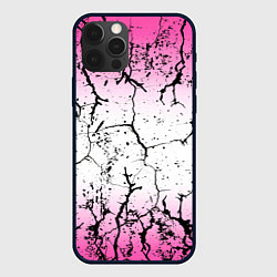 Чехол для iPhone 12 Pro Текстура чёрных трещин на розовом переливе, цвет: 3D-черный