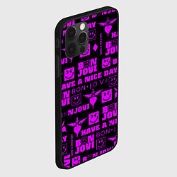 Чехол для iPhone 12 Pro Bon Jovi neon pink rock, цвет: 3D-черный — фото 2